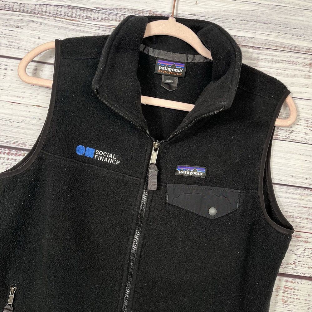 Patagonia Synchilla Snap-T Fleece Vest Women's Large Full Zip Pockets Black